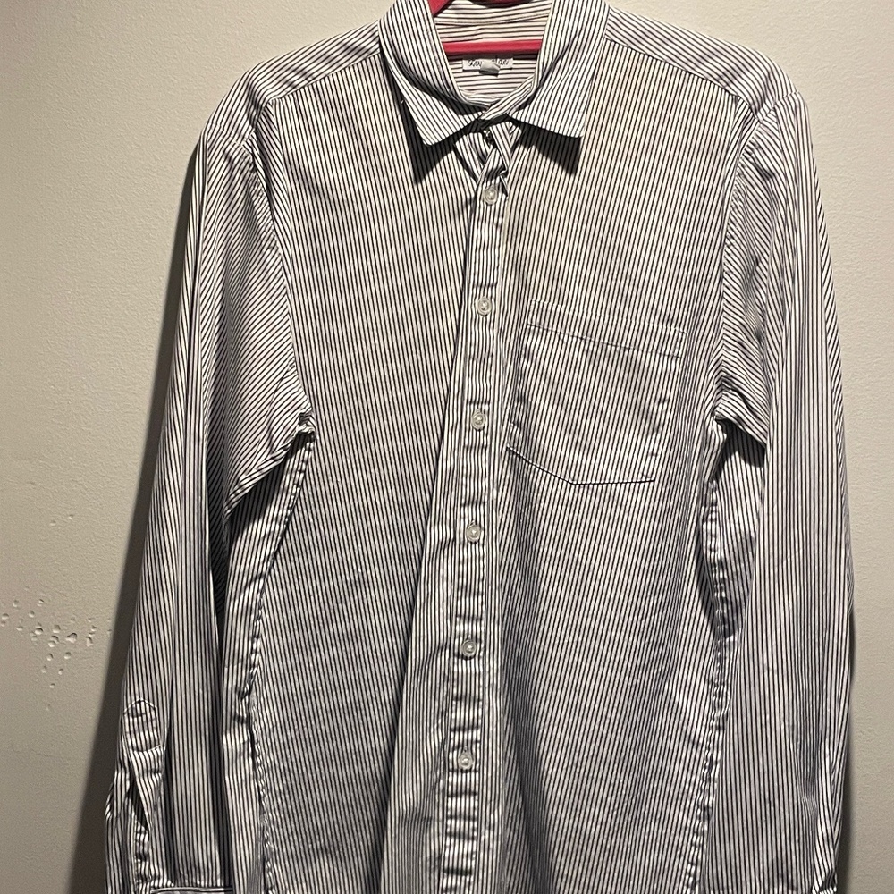 Steven Alan Classic Blue/White Pin-Stripe Button Down with Front Pocket